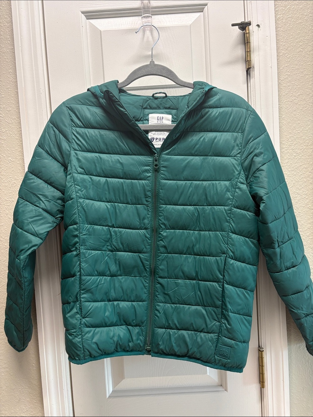 GAP Kids Teal Green Quilted Hooded Puffer Jacket
